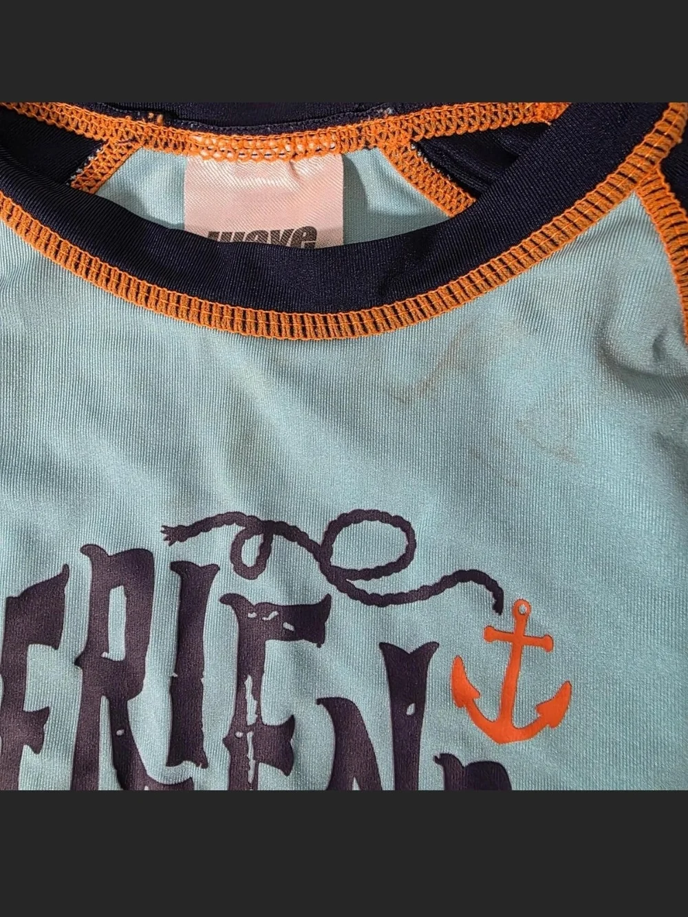 Kids Long Sleeve Rashguard - Light Blue & Navy 'Friend of the Sea' Design